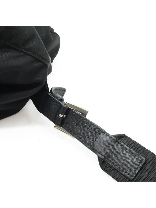 Prada Triangle Logo Backpack Nylon Leather Nero Black Silver main image 8